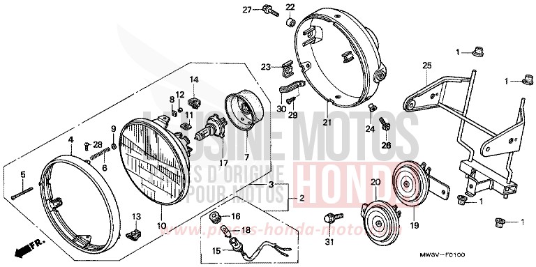 HEADLIGHT for CB Seven Fifty BLACK (NH1) from 1997